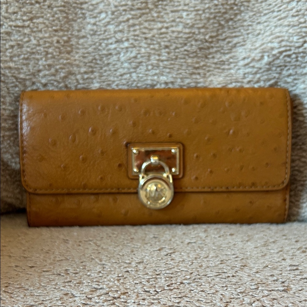 Michael Kors Brown Leather Wallet with Gold Accent